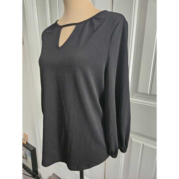 Adrianna Papell Black Keyhole Longsleeved Blouse Nwt  S - Picture 1 of 9